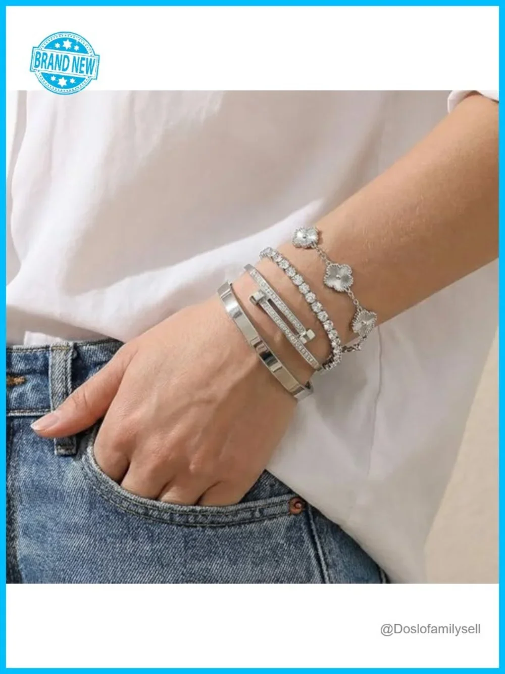 4Pcs Gold Plated Bangle Bracelet Stack Set for Women